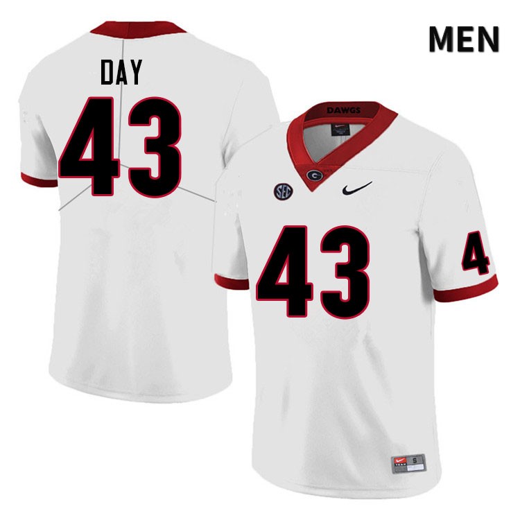 Georgia Bulldogs Men's Davis Day #43 White Anniversary Stitched College UGA Football Jersey 23SB013FC